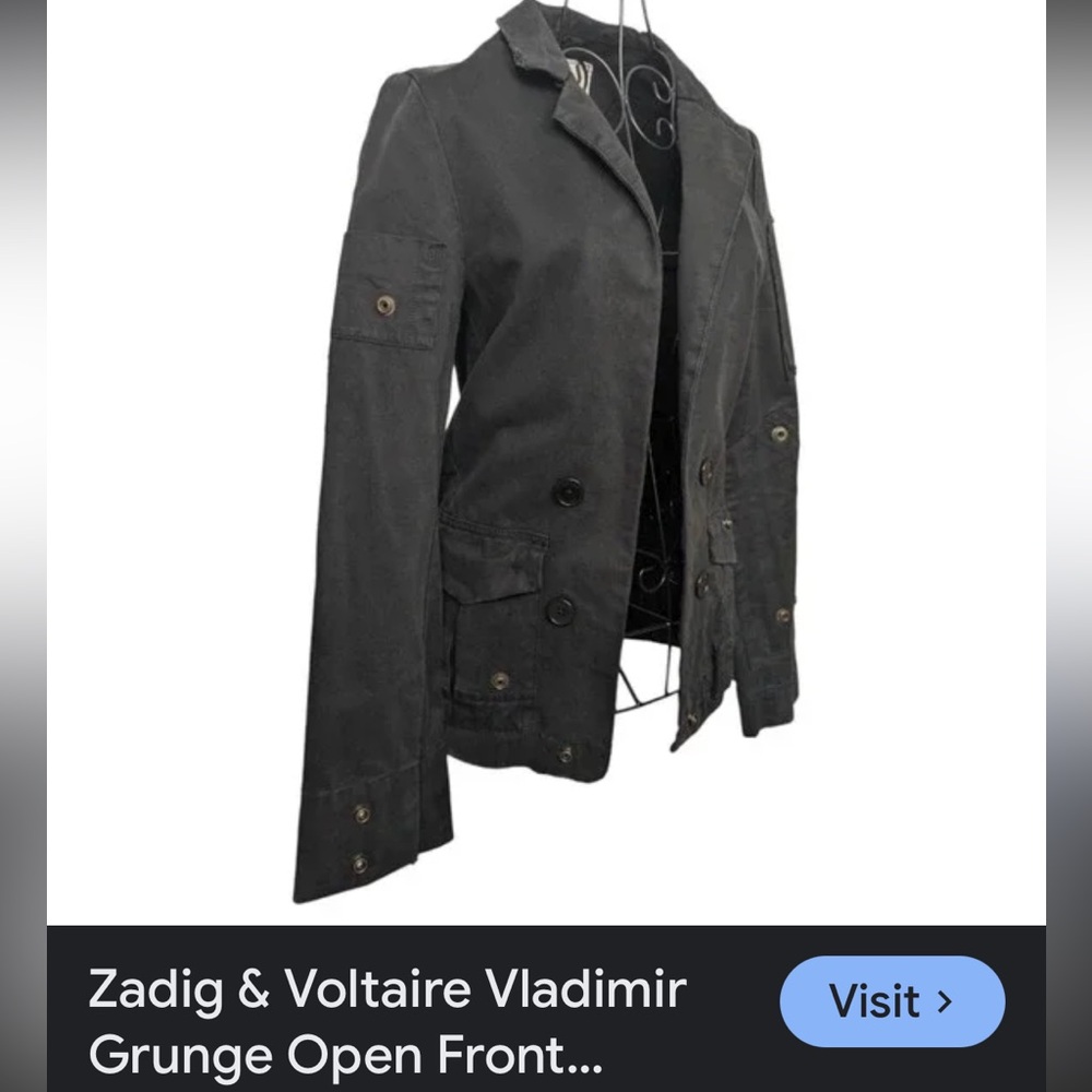 Zadig & Voltaire Vladimir Grunge open front Utility Jacket